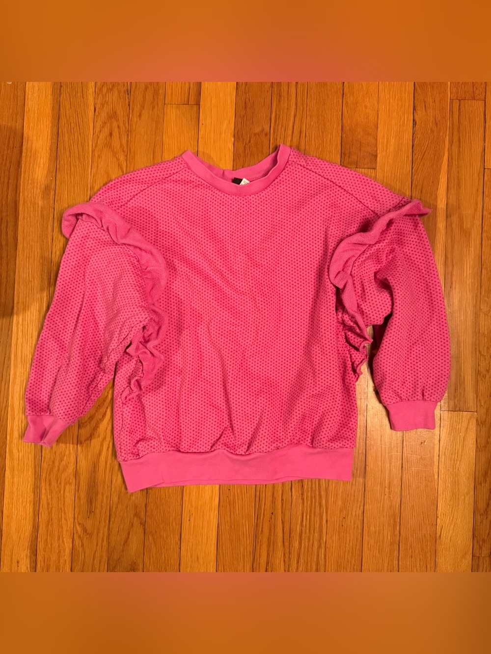 Tea Collection girls pink polka dot ruffle sweatshirt size 12